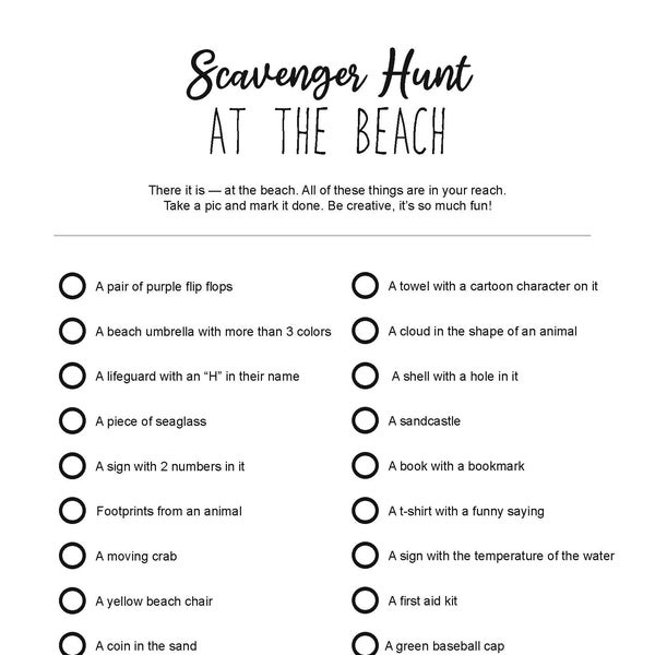 Scavenger Hunt Etsy