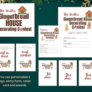 Personalisiertes Lebkuchenhaus-Dekorationskontest-Bundle - Logo, Voting Score Card, Auszeichnungen, Eingabeformular für Wettbewerbe, große Weihnachtsaktivität