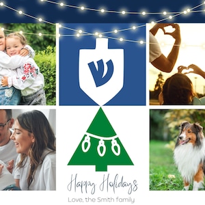 Carte de vacances, Noël et Hanukkah, Joyeuses Fêtes, Carte de vacances à faible coût, imprimez ma propre carte, parfaite pour Christmukkah