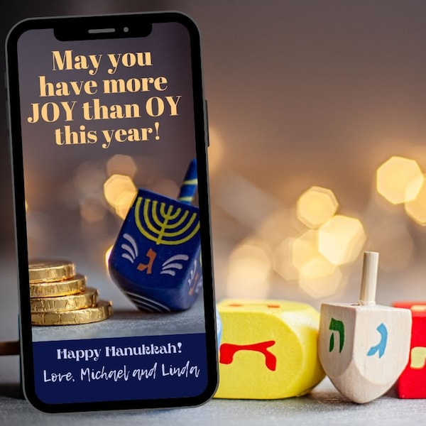 Hanukkah eCard Template, Digital holiday card, Text Message, Electronic Chanukkah card, Personalize with Text