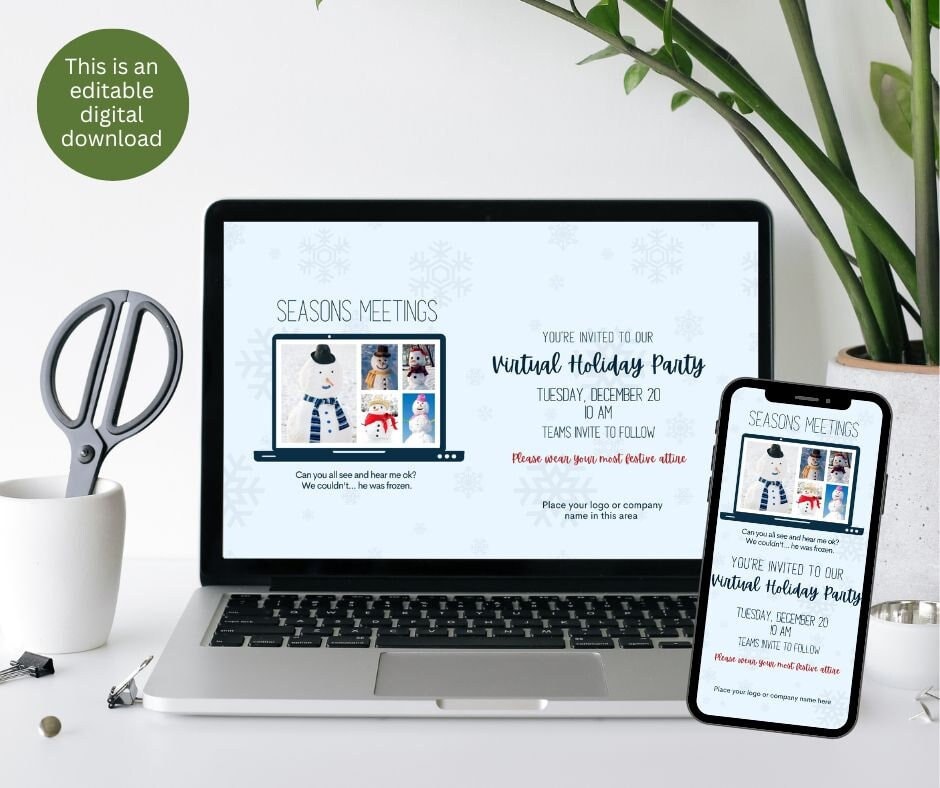 Humorous Virtual Holiday Party Invitation, Office Holiday Party ...
