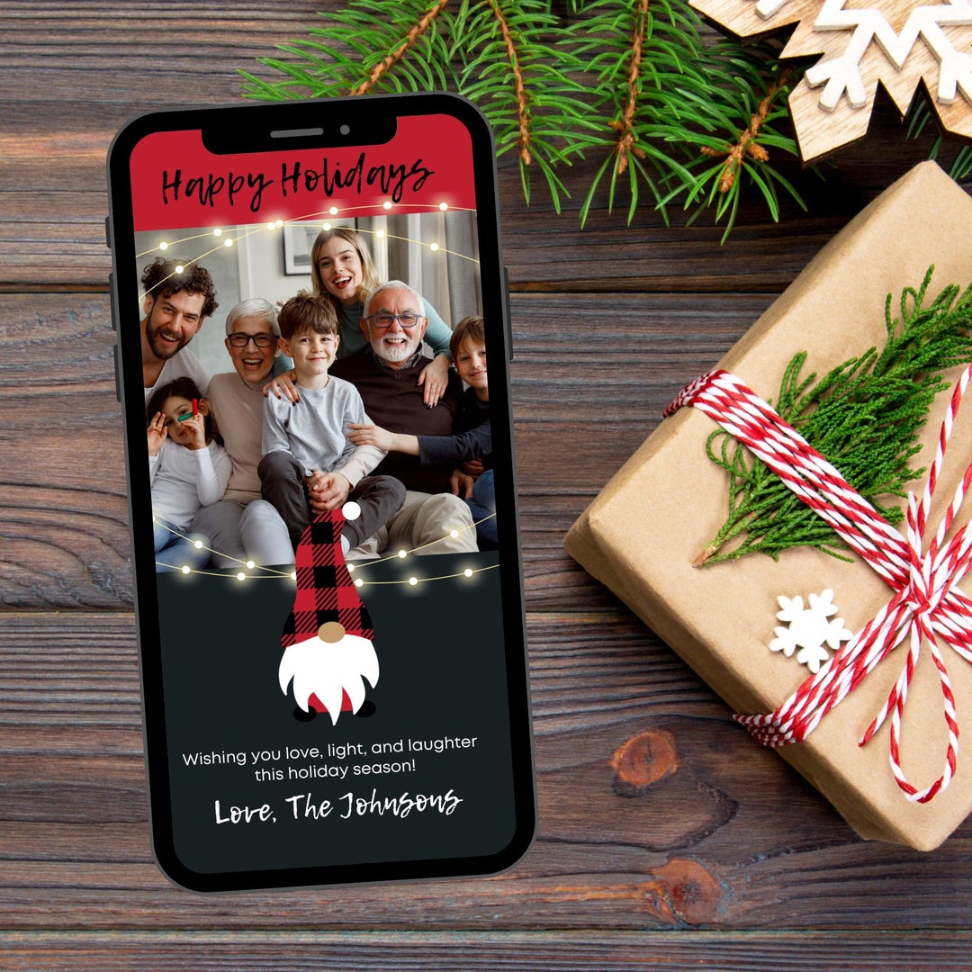 Christmas Ecard Photo Template, Digital Holiday Card, Text Message
