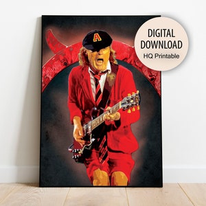 Angus young Digital wall art Print, Printable Angus Young Wall Art, Digital Download, Angus young wall art, Angus ACDC, Angus young  poster