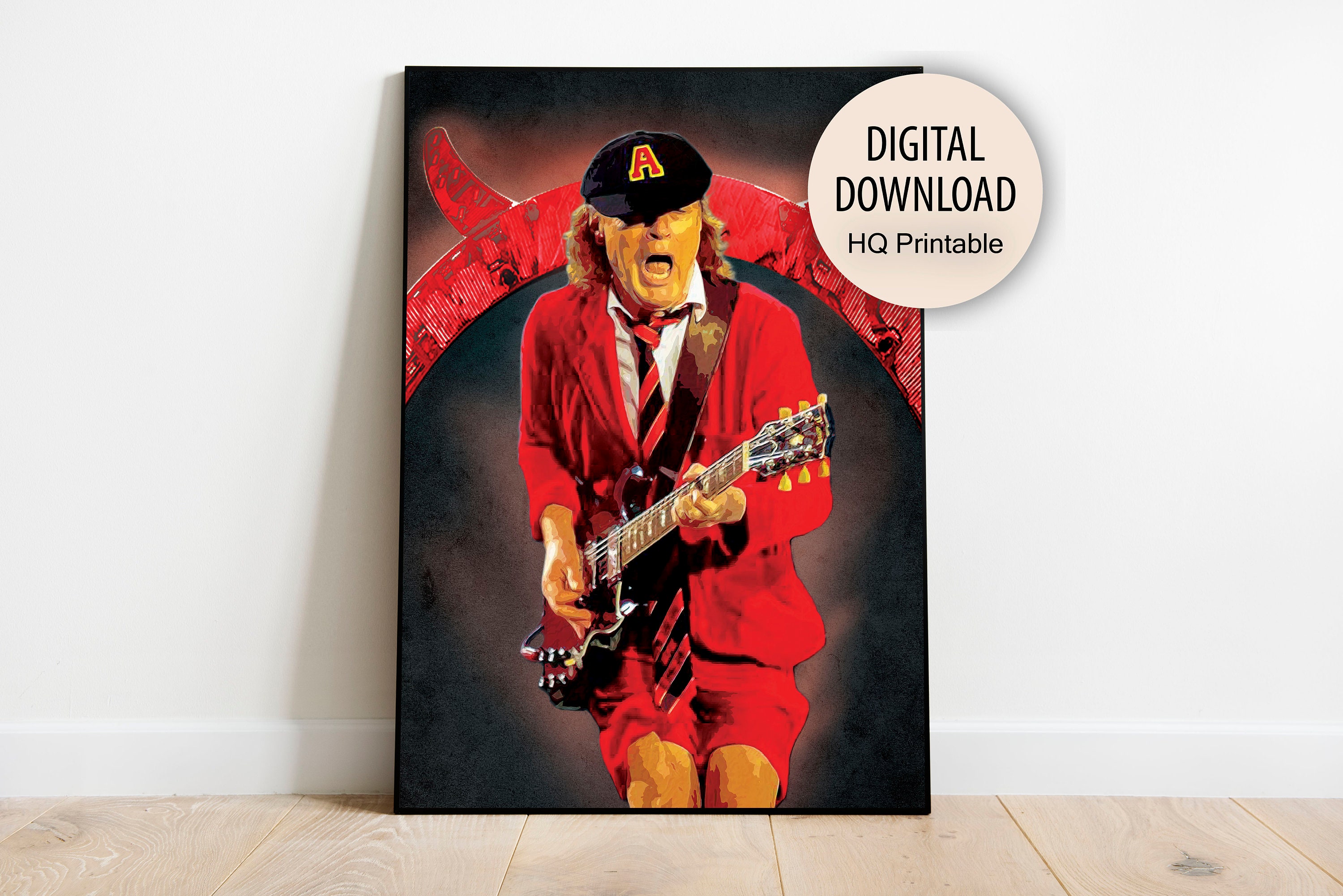 Angus Young Digital Wall Art Print, Printable Angus Young Wall Art ...