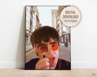 Impresión artística de Liam Gallagher, Póster del MV 'No mires atrás con ira', Descarga digital, Arte de pared imprimible, Decoración Oasis