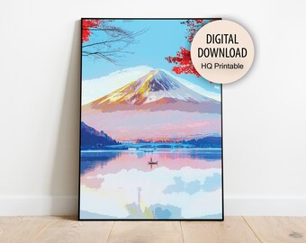 Mount Fuji Digital Download wall art Print, Digital Art, Printable Mountain Fuji Japan Digital Wall Art download, Fuji Mount Japan picture