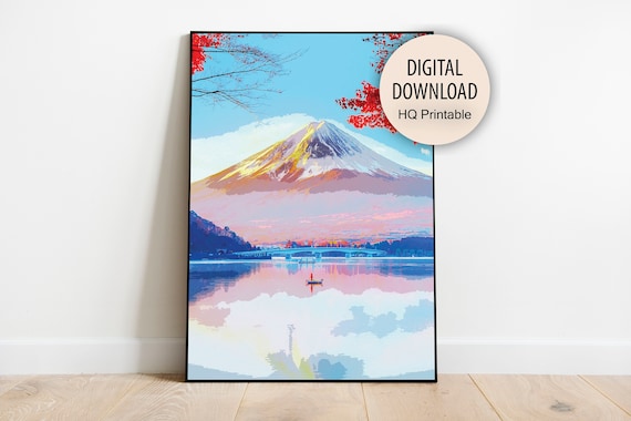 Mount Fuji Digital Download wall art Print, Digital Art, Printable Mountain Fuji Japan Digital Wall Art download, Fuji Mount Japan picture