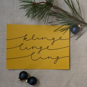 Postkarte "Klingelingeling gelb" Weihnachtskarte