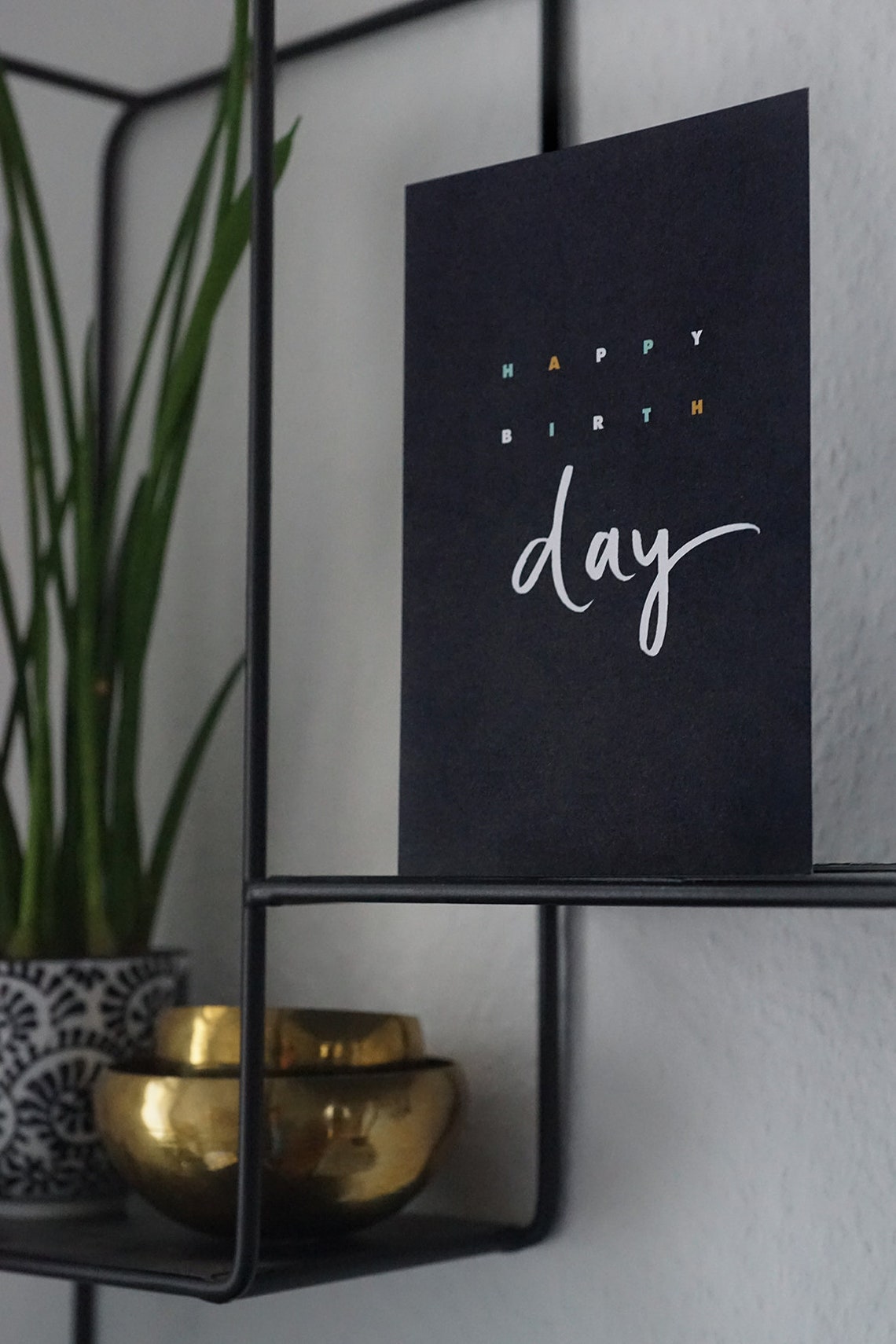 Postkarte "Happy Birthday schwarz" Geburtstagskarte Etsy.de