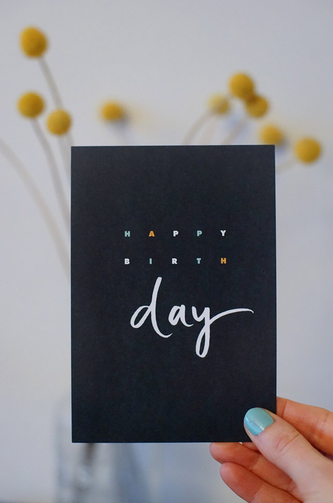 Postkarte "Happy Birthday schwarz" Geburtstagskarte Etsy.de