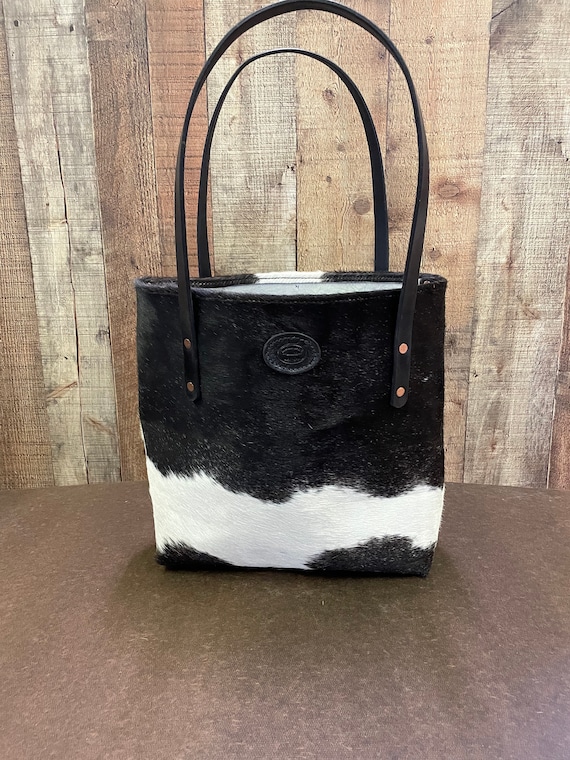 Cow Hide Leather Tote Bag - Genuine Leather - Handcrafted in Erie, CO