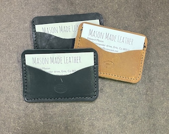 Leather Minimal Card Wallet - Genuine Leather - Handcrafted in Erie, CO
