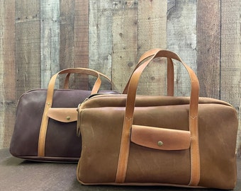 Leather Duffle Bag - Genuine Leather - Handcrafted in Erie, CO
