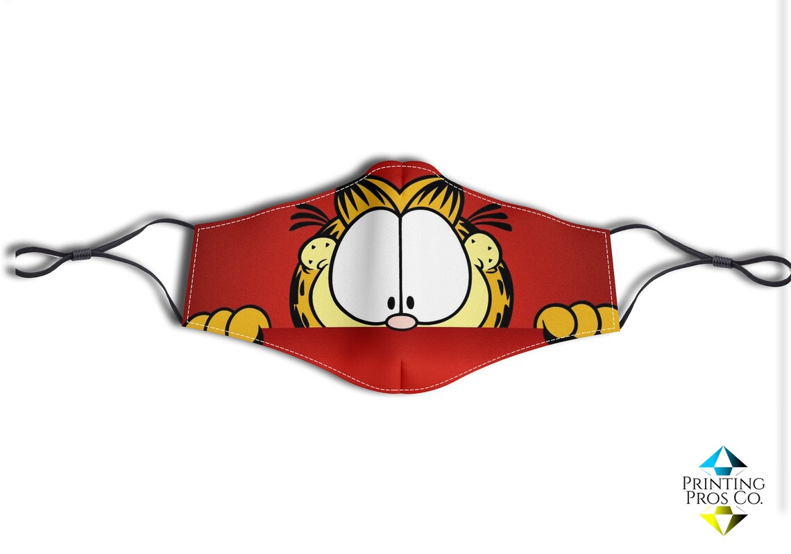 Garfield Adjustable Printed Face Mask Adult/Kids Washable | Etsy