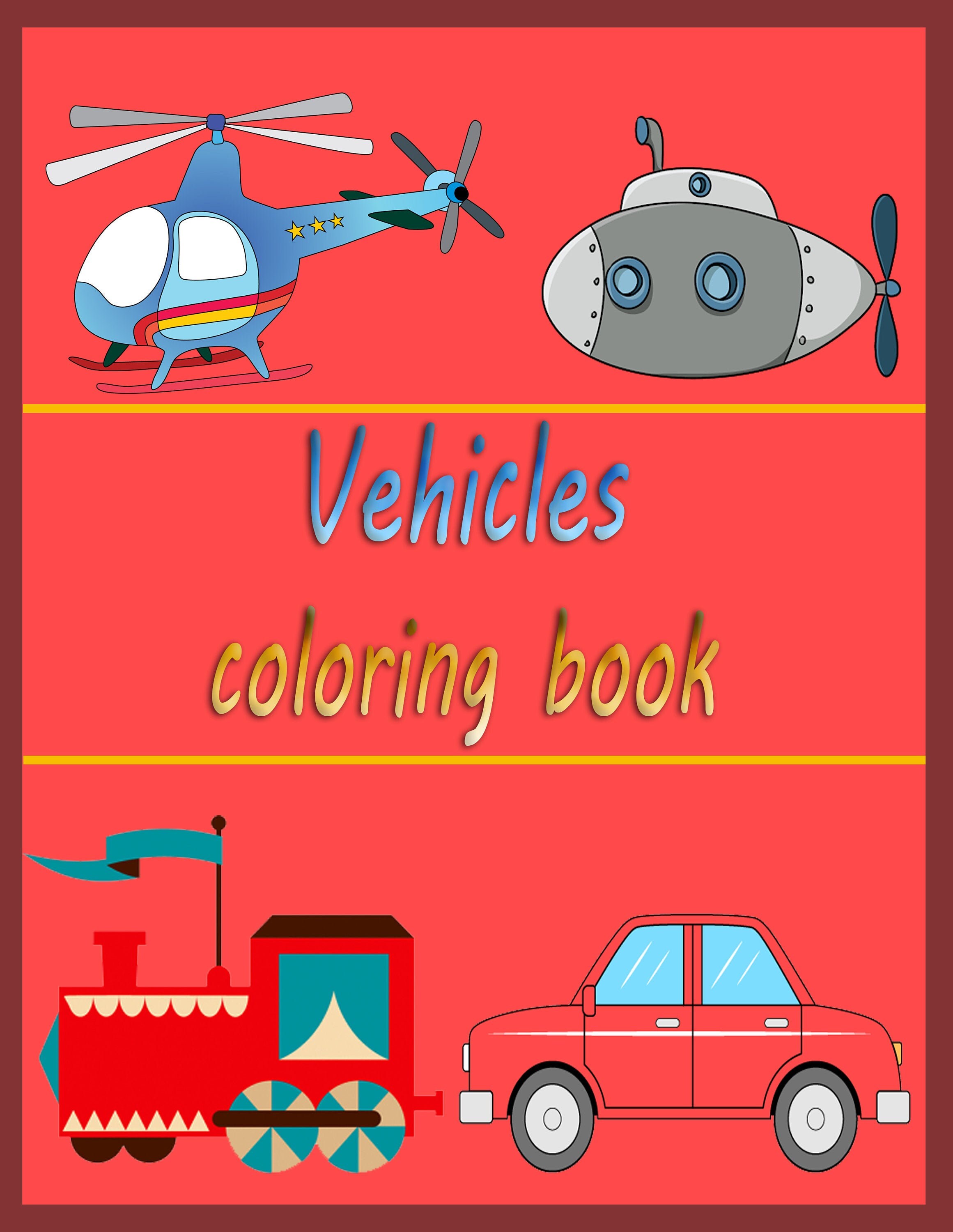 Vehicles Coloring Book Vehicles Coloring Pages Vehicle Etsy