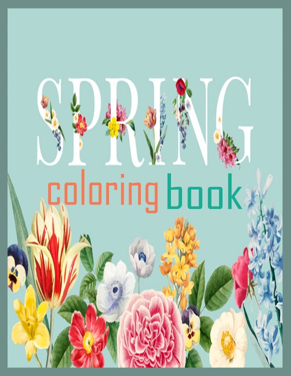 Spring coloring book spring coloring pages spring coloring | Etsy