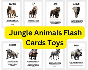 Tarjetas flash de animales de la selva juguetes educación en el hogar Tarjetas de 3 partes Edición francesa Montessori Imprimible - Tarjetas de nomenclatura Tarjetas preescolares para niños
