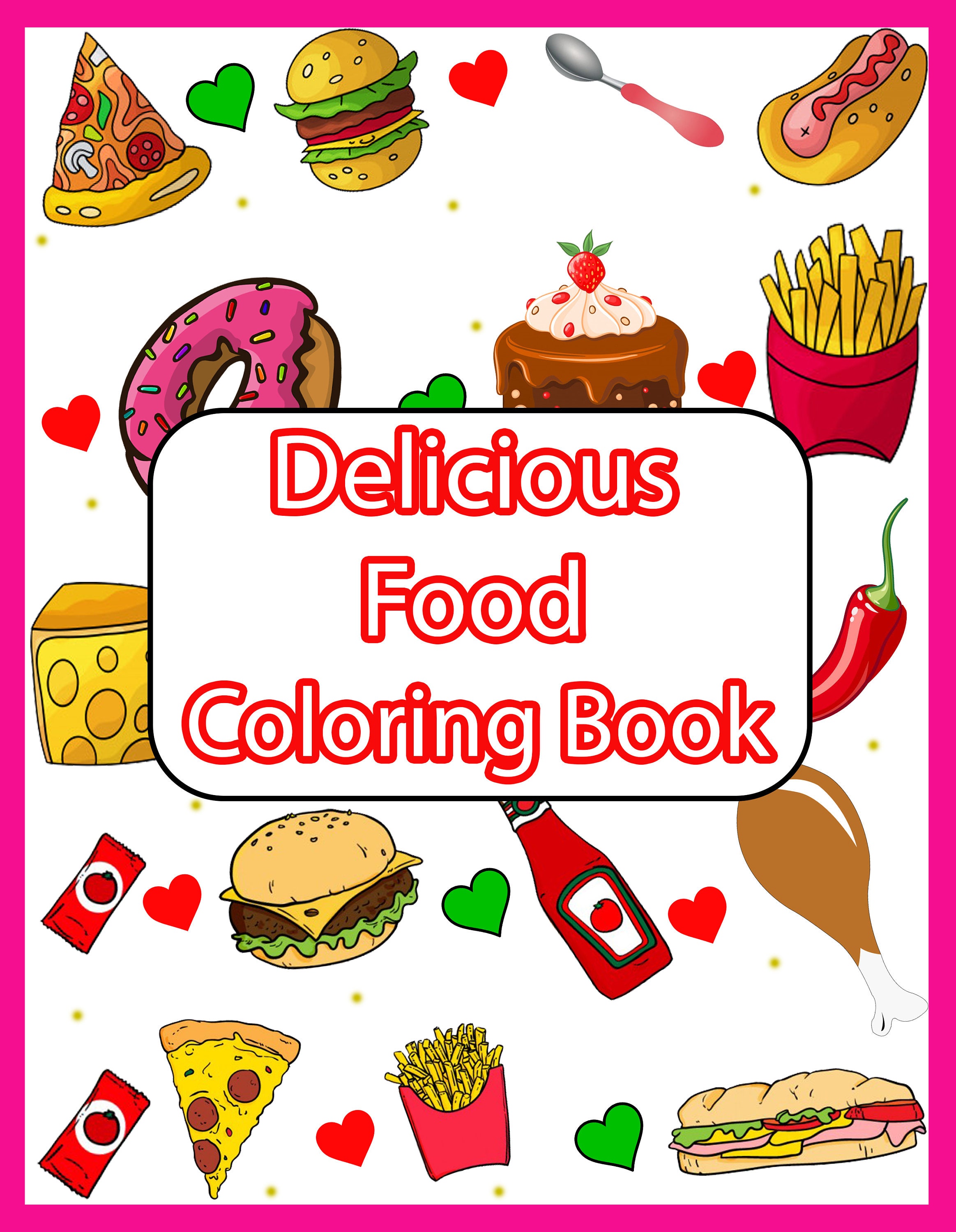 Food Coloring Book Coloring Pages of Food Food Coloring - Etsy