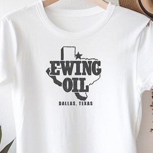 Ewing Oil women&#39;s cotton t-shirt - Favorite TV series in the 80s - Dallas - Who shot JR?