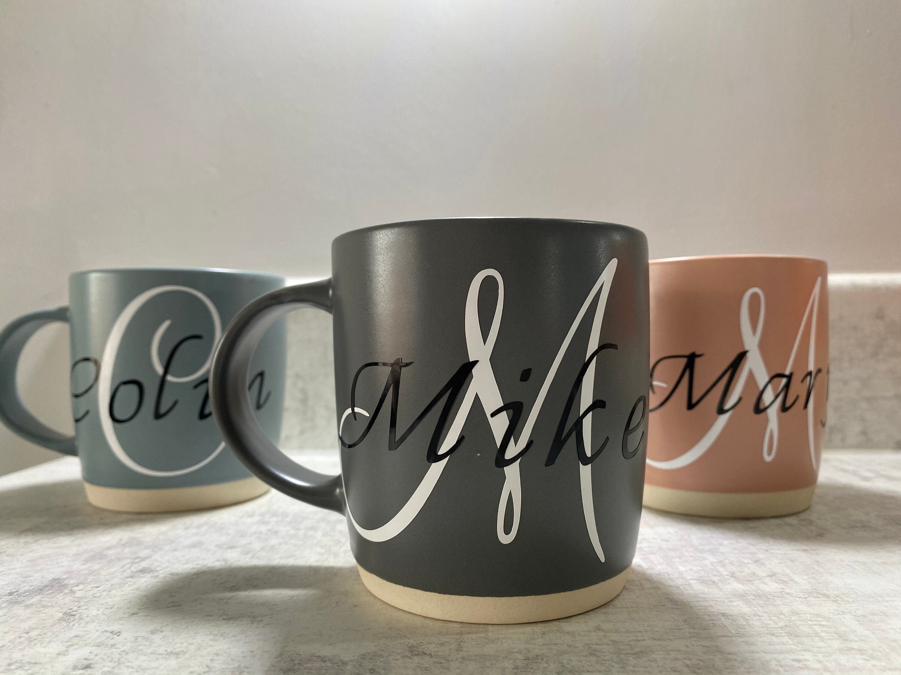 Personalised glazed ceramic mug colour options Etsy