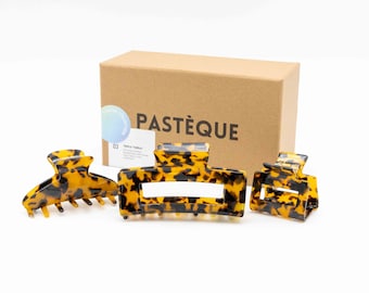 Tortoise Shell Claw Clip Set: Acetate Hair Clips for Thick & Fine Hair