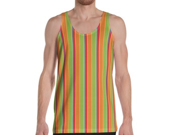 Men’s Tank Top Fashion Retro Stripe Tanktop Workout All Over Print Sleeveless Shirt