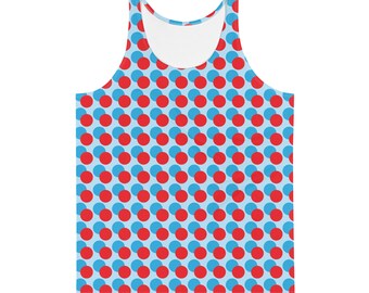 Men’s Tank Top Fashion Tanktop Workout Red and Blue Dot Geometric All Over Print Sleeveless Shirt