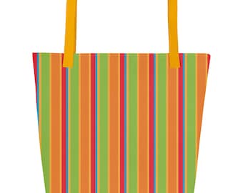Beach Bag Large Tote Bag for Pool Retro Striped Shopping Totebag
