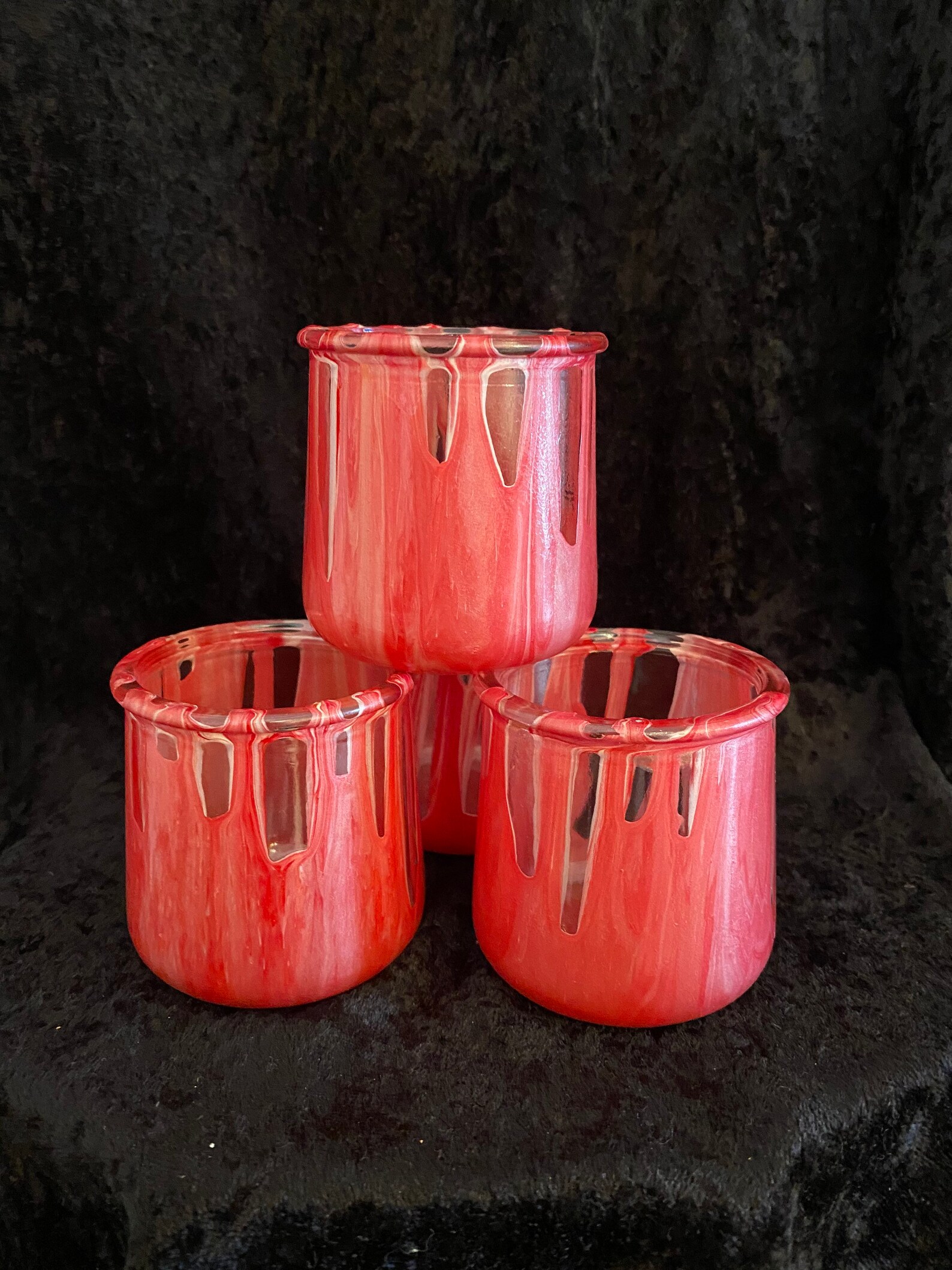 Set of 4 Red Candle Holders 3in tall 2.5in wide mouth Etsy