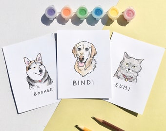 Custom Hand Painted Pet Portraits // Unique, Minimalistic, Cute Cat & Dog Memorial Paintings // Personalized Watercolour Pet Art