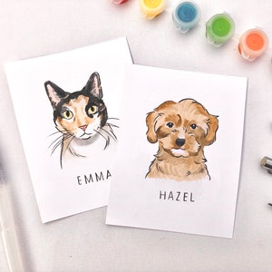 Custom Hand Painted Pet Portraits // Unique, Minimalistic, Cute Cat & Dog Memorial Paintings // Personalized Watercolour Pet Art