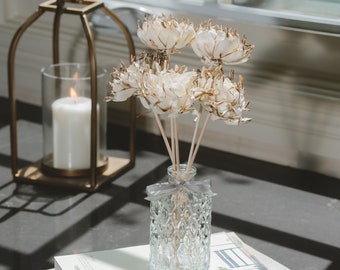 Sola Wood Desert Flower on Reed Stem | Set of 5 | Dried Flower Arrangement  | Diffuser Reeds with Scented Oils | Premium Handmade Gift