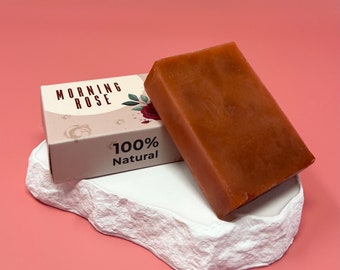 Soap 100% Natural, Hand Cut, Coconut Oil Bar - Morning Rose Scent