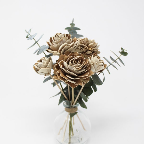 Fall Decor | Dark Wood Rose | Dried Arrangement  | Diffuser Reed Flowers for Scented Oils | Handmade Premium Gift Set