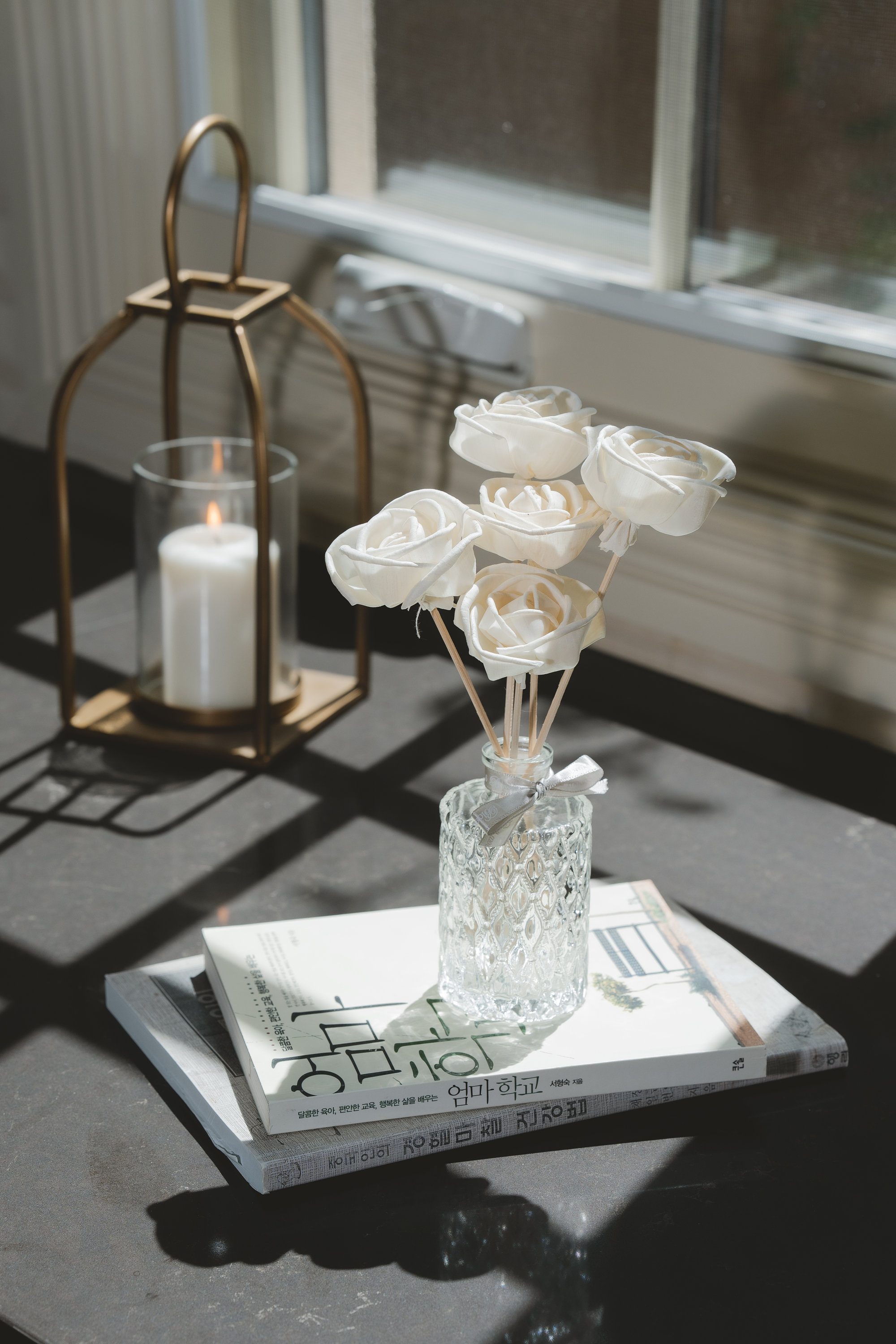5 Sola Wood Rose Flowers On Diffuser Reed Stem | Dried Flower Arrangement Scented Oils Gift For Her