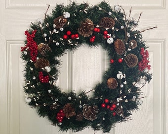 Berry Pine Cone Christmas Wreath
