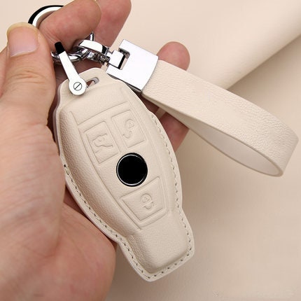 Leather Key Cover Colored in White 5th Generation Genuine Mercedes