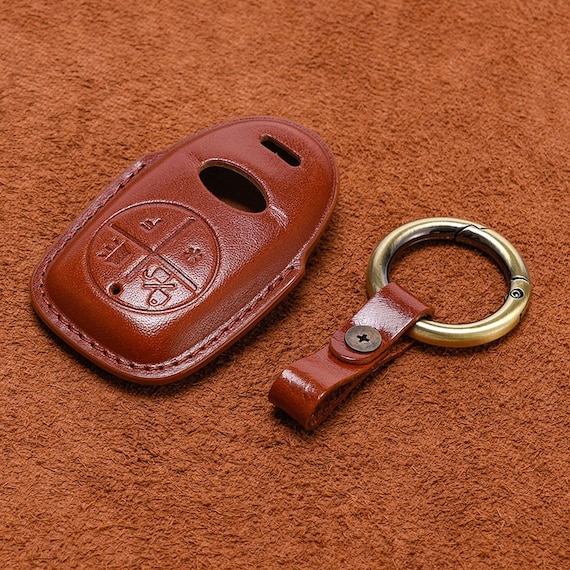 BROWN LEATHER VESPA KEYCHAIN WITH KEY FOB SLEEVE