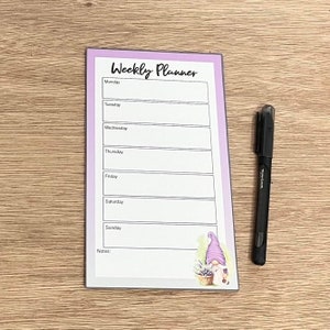 Gnome Weekly Planner Notepad Gnome with Lavender - 5 x 8 inches - 60 Sheets - Desk Notepad - Gnome Weekly Planner - To Do List