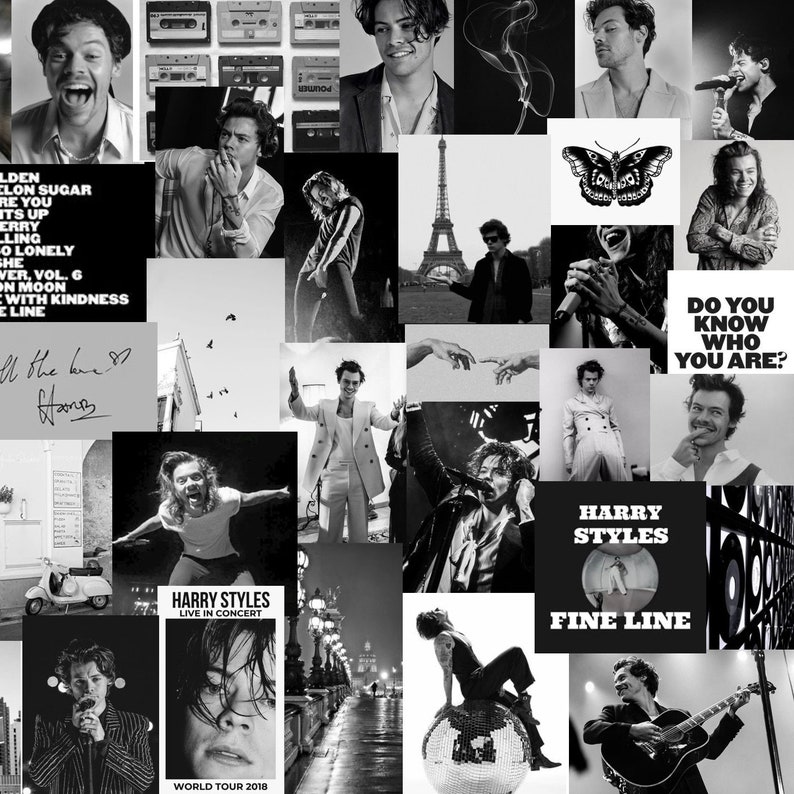 Harry Styles *BLACK /& WHITE* Collage Kit 70 PHOTOS
