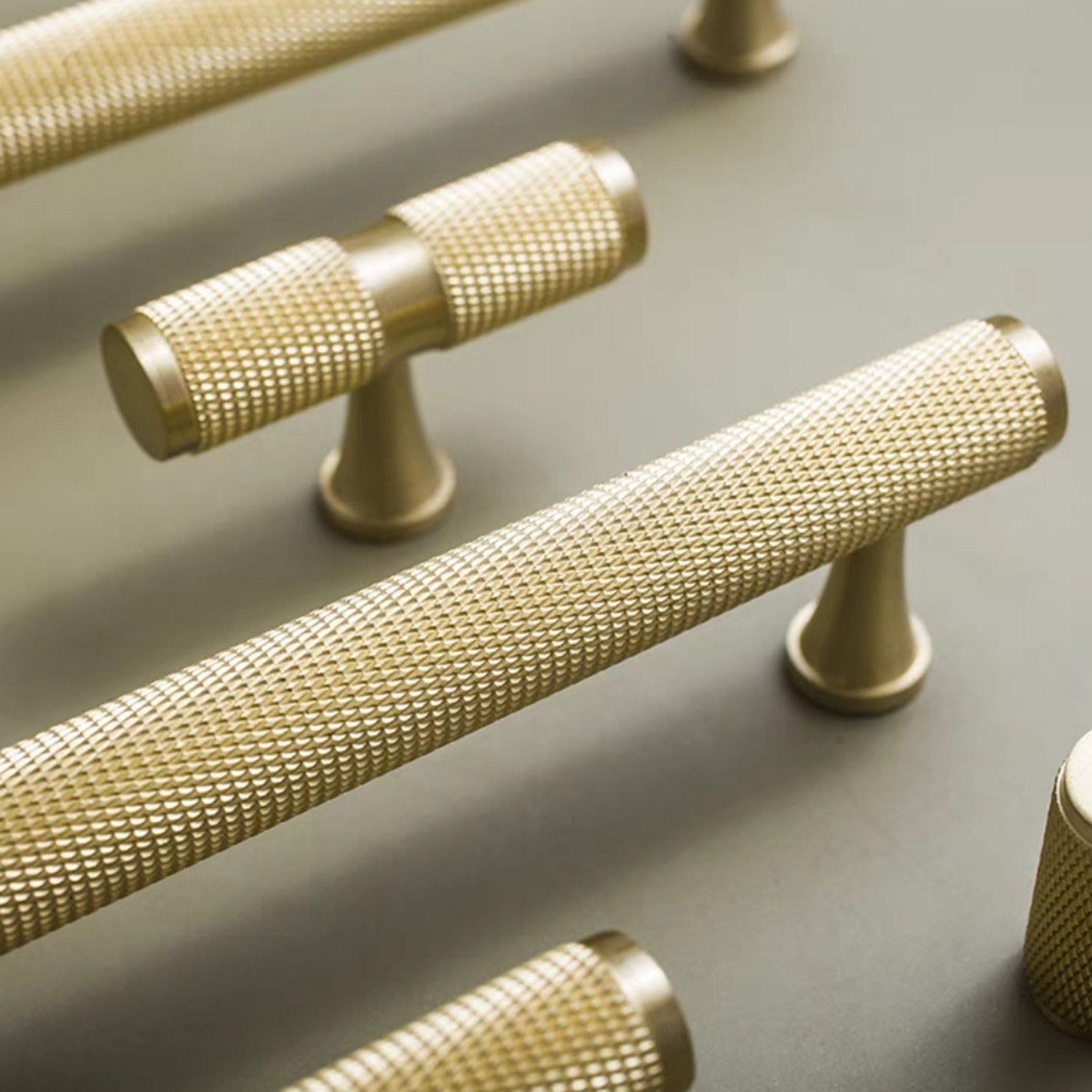 Brass Drawer Knob Knurled Kitchen Handles Solid Brass Etsy