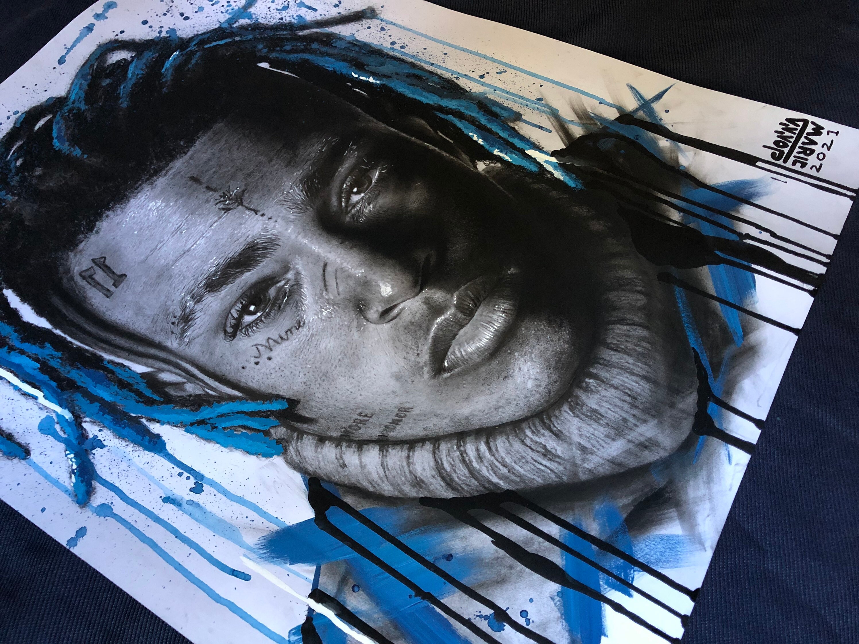 Xxxtentacion Portrait Original Acrylic P, 絵画 Elena Right