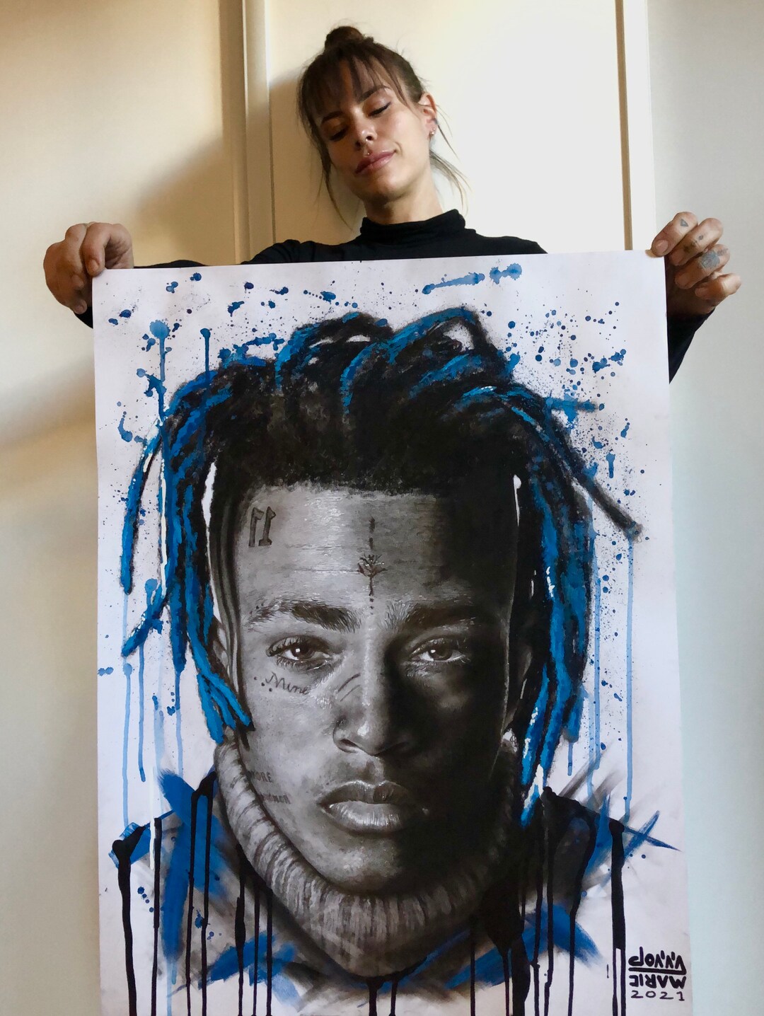 XXXTENTACION  　アート 額縁 絵画 原画 作品 Amazon.co.jp: 絵画 おしゃれ XXXTentacion アートパネル 大きい