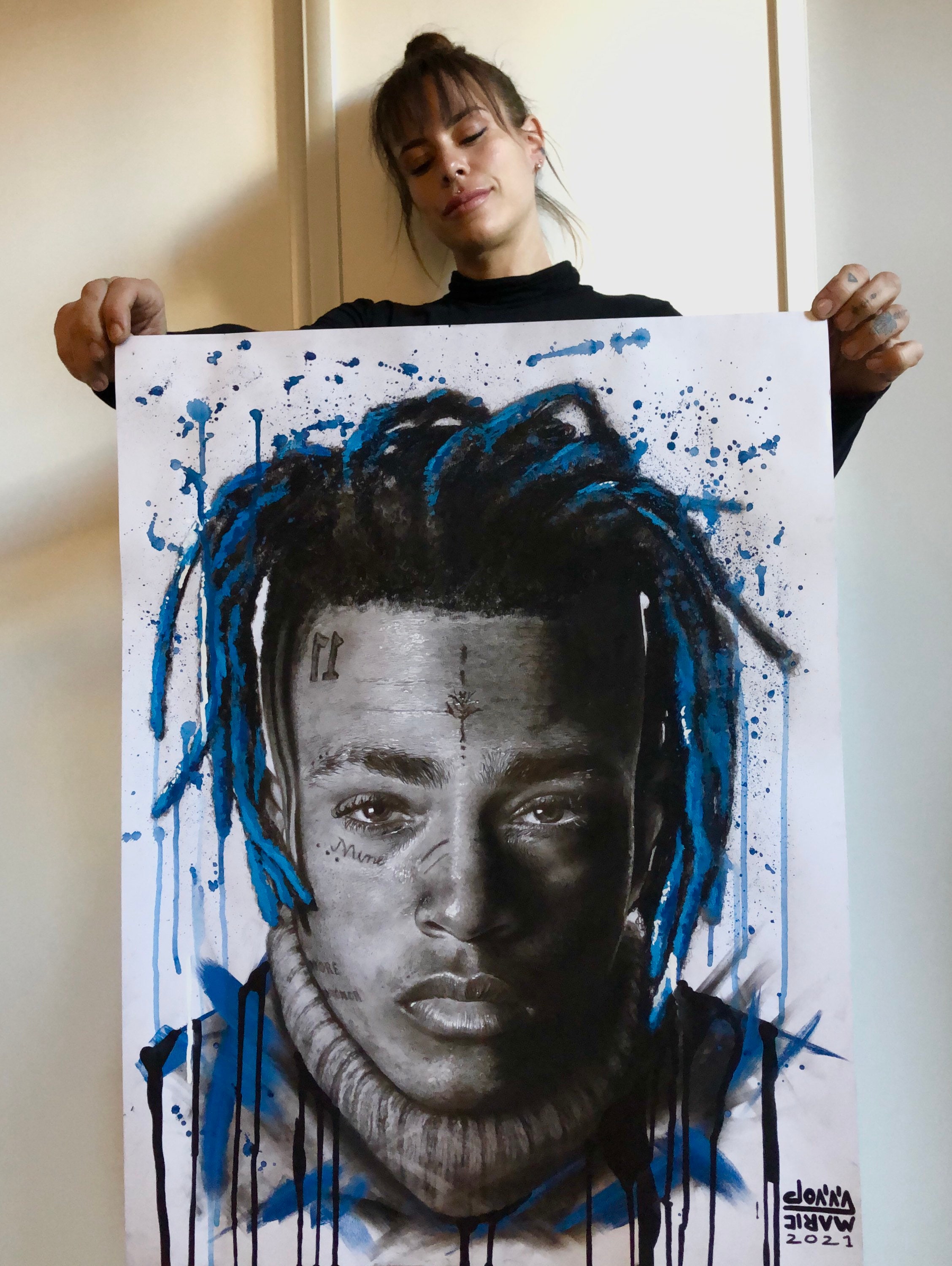 Xxxtentacion Portrait Original Acrylic P, 絵画 Elena Right