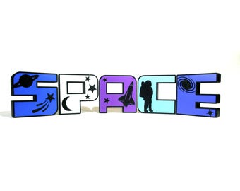 Space Custom 3D Letters, Free-Standing Personalized Name Decor for Bedrooms, Shelves, or Wall