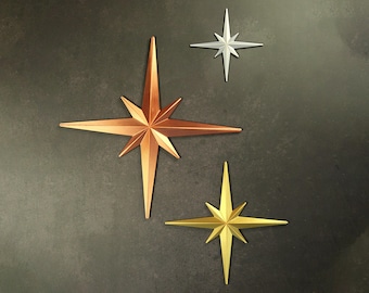 Starburst Wall Decor | Mid Century Modern Atomic Star, 3D Printed Retro MCM Home Accent