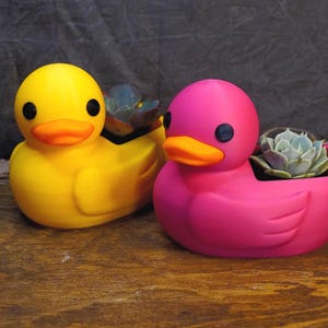 Rubber Duck Succulent Planter, 3D Printed Animal Plant Pot, Small Cactus Bowl, Indoor Duck Planter, Desk Succulent Holder