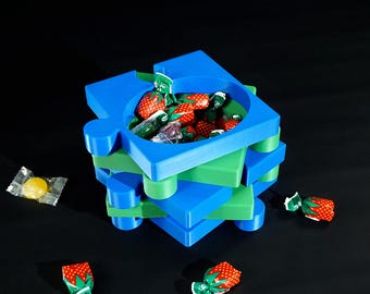Puzzle Piece Candy Dish, 3D Printed Fun Desk Trinket Holder, Dopamine Decor, Office Organizer