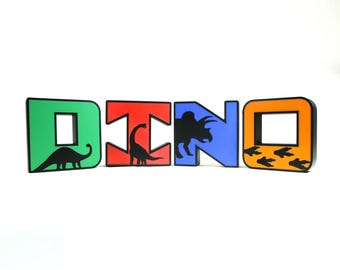 Dinosaur Custom 3D Letters, Free-Standing Personalized Name Letters for Rooms, Shelves, or Wall Decor