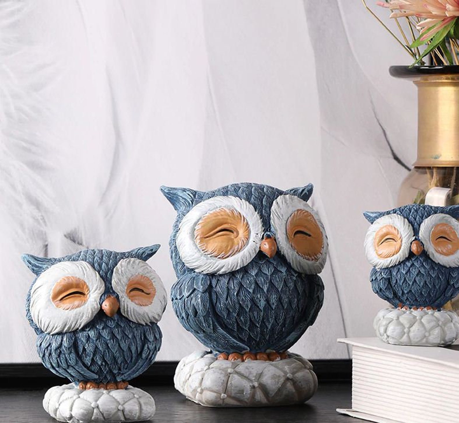 Cute Owl Sculpture Beautiful Small Owl Figurine Decorative Etsy